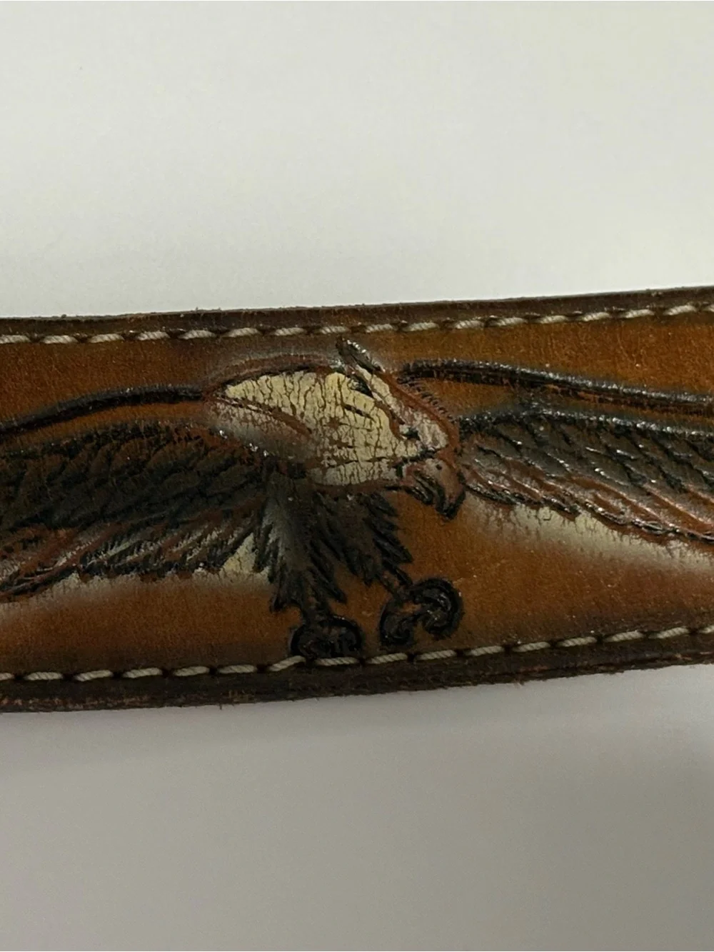 Vintage Western Full Grain Cowhide Belt in Rich Brown